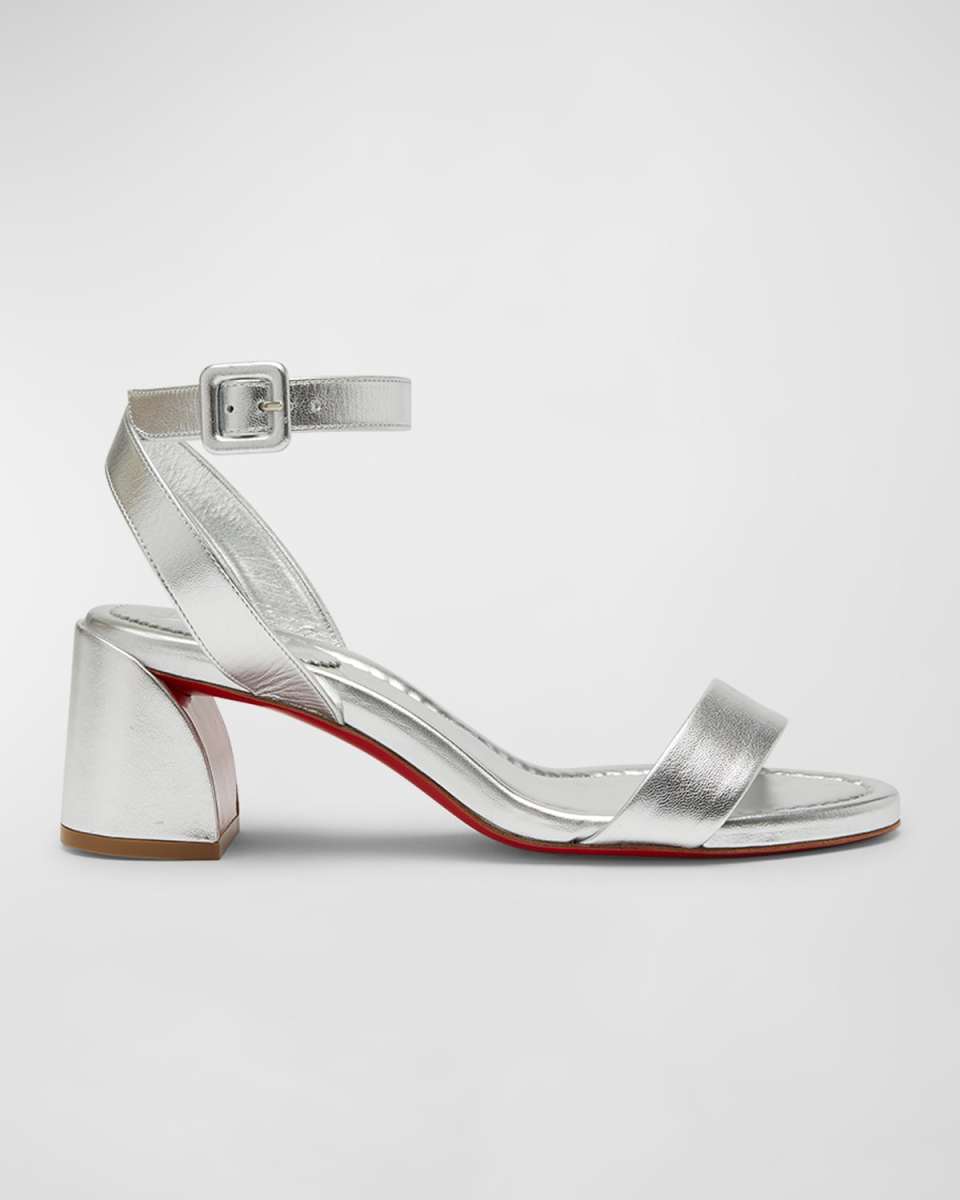 Miss Sabina Metallic Red Sole Ankle-Strap Sandals